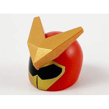 red minifigure headgear helmet large pearl gold v crest black visor and gold faceplate pattern