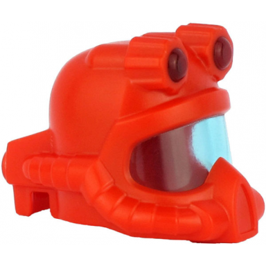 red minifigure headgear helmet underwater deep diver with molded trans-light blue visor and head lamps pattern