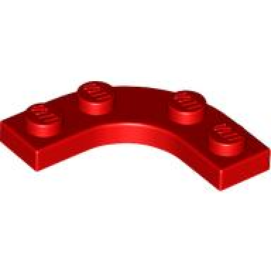 red plate round corner 3 x 3 with 2 x 2 curved cutout