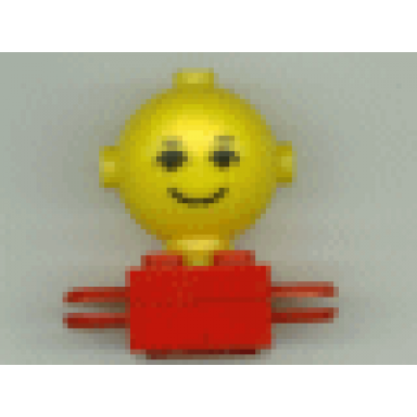 red homemaker figure maxifigure torso assembly with yellow head with black eyes eyebrows and smile pattern 792c03 685px4