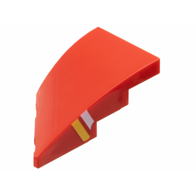 red wedge 4 x 2 right no studs with white and yellow stripes on side pattern