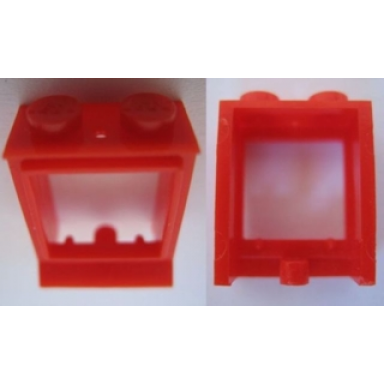 red window 1 x 2 x 2 with extended lip and hole in top and solid studs no glass