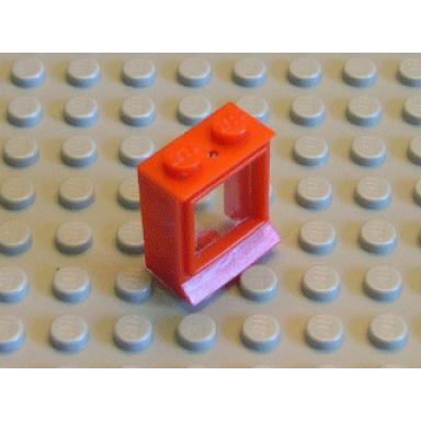 red window 1 x 2 x 2 with extended lip and solid studs with fixed glass