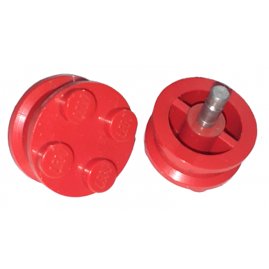 red wheel with 4 studs and metal axle