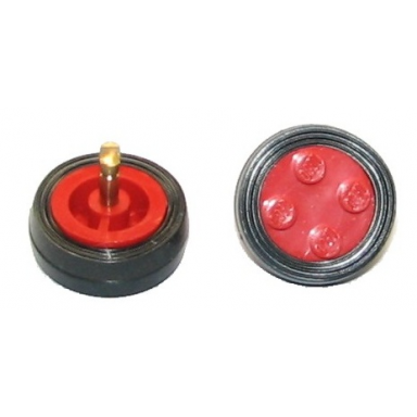 red wheel with 4 studs and axle cam for motor with black tire smooth - small solid 7039b 132old