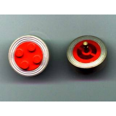 red wheel with 4 studs and axle with light gray tire smooth - small solid 7039 132old