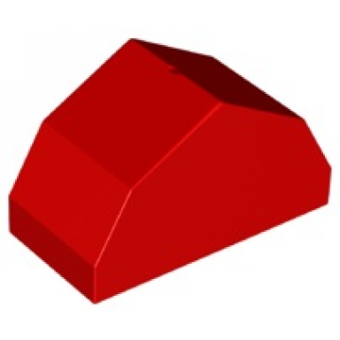 red duplo brick 4 x 2 x 2 slope with 6 faces