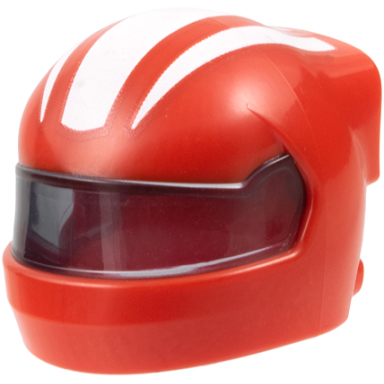 minifigure headgear helmet formula 1 with molded trans-black visor and printed white stripes pattern