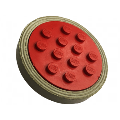 red wheel with 12 studs with light gray tire smooth - large solid 715 36