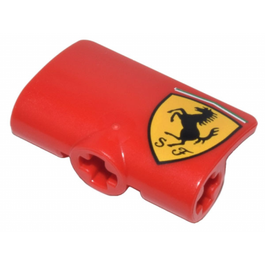 red technic panel curved 2 x 3 x 1 with ferrari logo black horse on yellow shield pattern model left side
