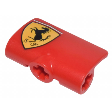 red technic panel curved 2 x 3 x 1 with ferrari logo black horse on yellow shield pattern model right side
