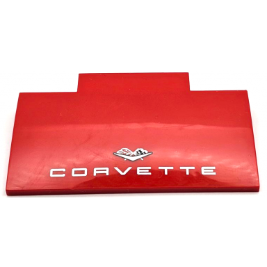 red slope curved 5 x 8 x 2 3 with silver corvette and flags logo pattern