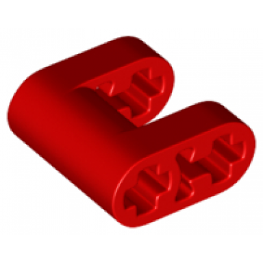 red technic liftarm modified fork 2 x 2 with axle holes