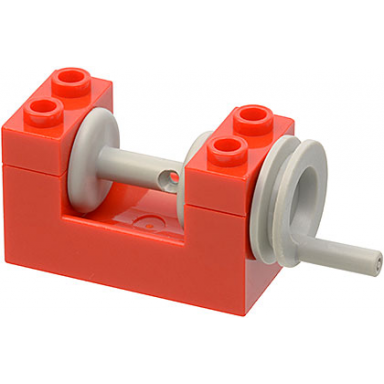 red string reel winch 2 x 4 x 2 with light gray drum