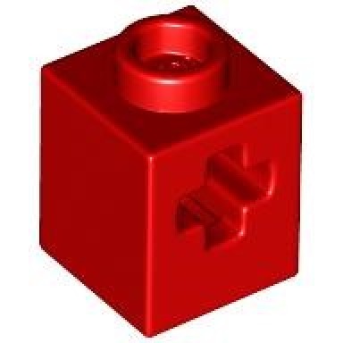 red technic brick 1 x 1 with axle hole