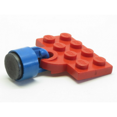 red plate modified 2 x 4 with train coupler open for magnet with blue magnet coupling train - 6.5mm cylinder 737a x547b
