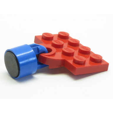 red plate modified 2 x 4 with train coupler open for magnet with blue magnet coupling train - 7.5mm cylinder 737a x547a