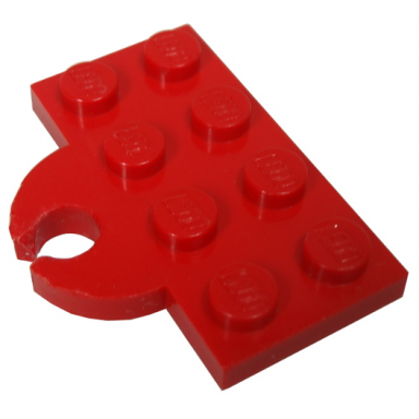 red plate modified 2 x 4 with train coupler open for hook