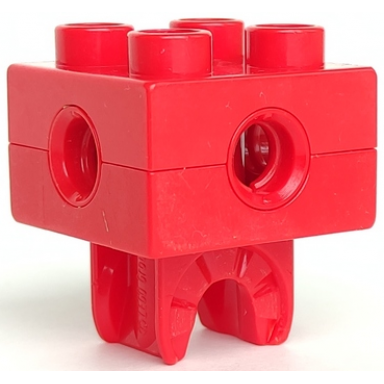 red duplo toolo brick 2 x 2 with holes and clip