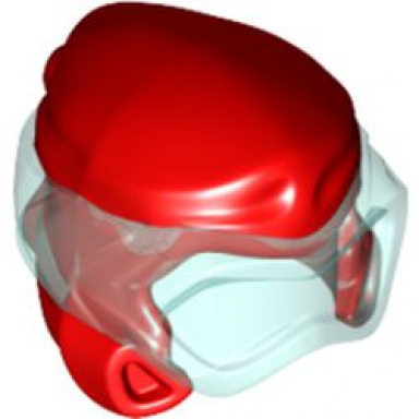 red minifigure headgear ninjago wrap type 8 with trans-light blue scuba diver mask pattern