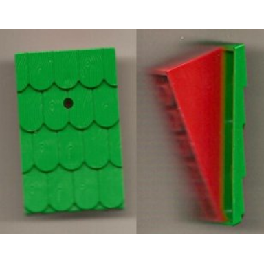 red fabuland roof support slope 6 x 2 with green fabuland roof slope with chimney hole 787 789