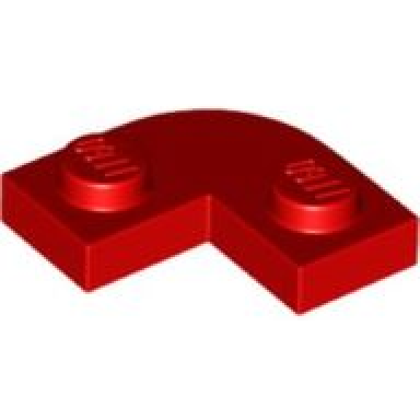 red plate round corner 2 x 2 with 1 x 1 cutout