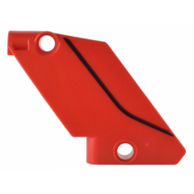 red technic panel curved 61 5 x 7 tapered left with black curved line car highlight cover pattern