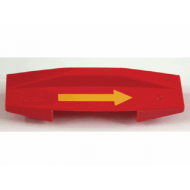red duplo train action brick reverse brick with yellow arrow pattern