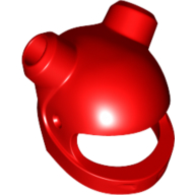 red minifigure headgear helmet motorcycle with 2 angled holes for bars