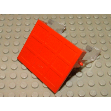 red garage door solid assembly with trans-clear counterweights hinge pins on door