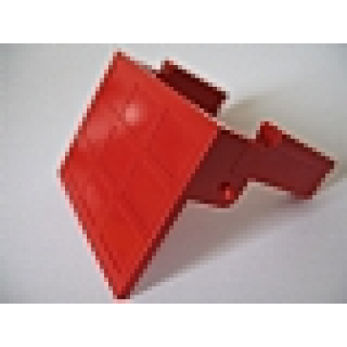 red garage door solid assembly with same color counterweights hinge pins on door