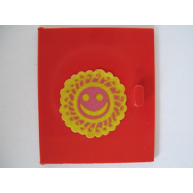 red homemaker cupboard door 4 x 4 with smiling sunflower pattern sticker - set 292