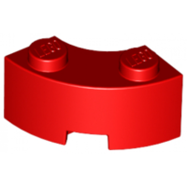 red brick round corner 2 x 2 macaroni with stud notch and reinforced underside