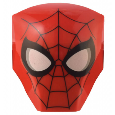 red large figure armor smooth with 2 x 2 round brick attachment with black spider web spider-man mask pattern
