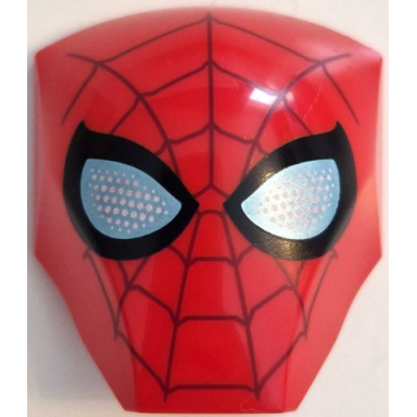 red large figure armor smooth with 2 x 2 round brick attachment with iron spider-man mask with dark red spider web and metallic light blue eyes pattern