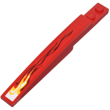red slope curved 10 x 1 with white and yellow flame pattern model right sticker - set 9441