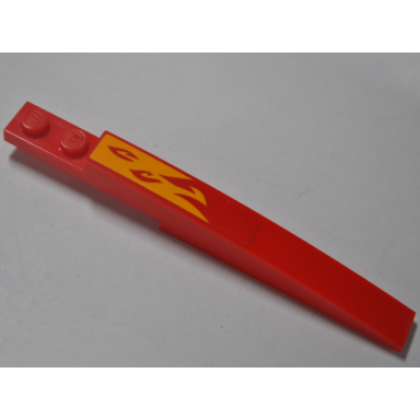 red slope curved 10 x 1 with red flame on bright light orange background pattern model left side sticker - set 70638