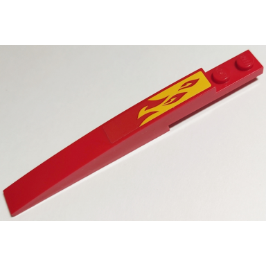 red slope curved 10 x 1 with red flame on bright light orange background pattern model right side sticker - set 70638