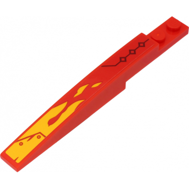 red slope curved 10 x 1 with yellow flames and black line and squares on red background pattern model right side sticker - set 71704