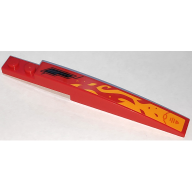 red slope curved 10 x 1 with bright light orange flames triangle lines and air vent pattern model left side sticker - set 70675