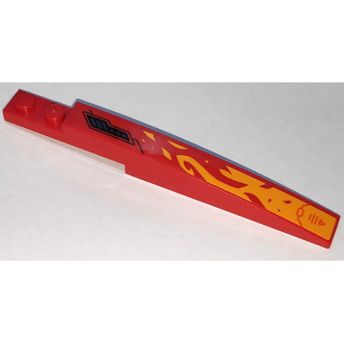 red slope curved 10 x 1 with bright light orange flames triangle lines and air vent pattern model right side sticker - set 70675