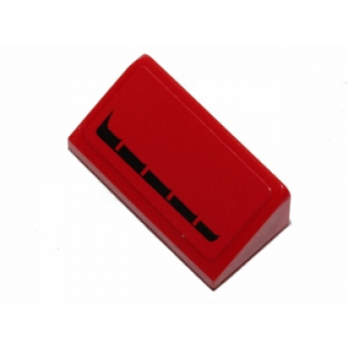red slope 30 1 x 2 x 2 3 with black broken stripe pattern model right sticker - set 30191