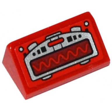 red slope 30 1 x 2 x 2 3 with silver oscilloscope with sine wave pattern sticker - set 70727