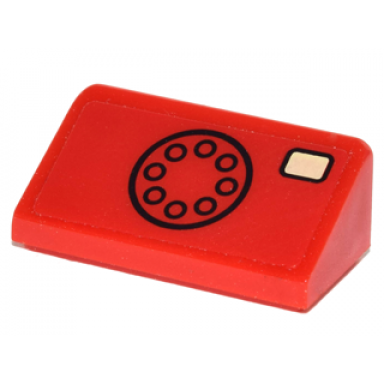 red slope 30 1 x 2 x 2 3 with black telephone dial and tan button pattern sticker - set 10937