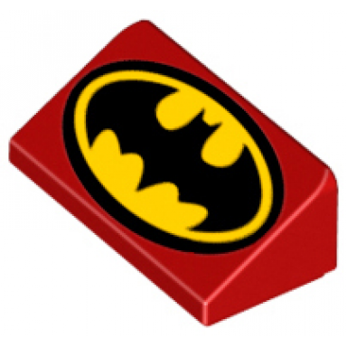 red slope 30 1 x 2 x 2 3 with batman logo with black border pattern