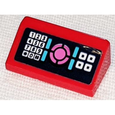 red slope 30 1 x 2 x 2 3 with keypad and dark pink medium azure and white buttons on dark blue background pattern sticker - set 41347