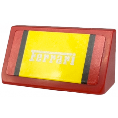 red slope 30 1 x 2 x 2 3 with silver ferrari and black and yellow stripes pattern sticker - set 76914