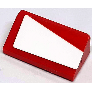 red slope 30 1 x 2 x 2 3 with white trapezoid pattern model right side sticker - set 76906