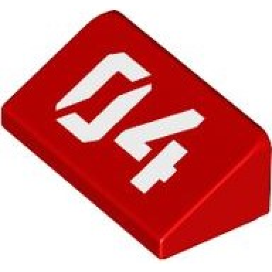 red slope 30 1 x 2 x 2 3 with white 04 pattern