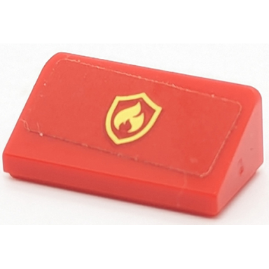 red slope 30 1 x 2 x 2 3 with bright light yellow fire logo badge pattern sticker - set 40347